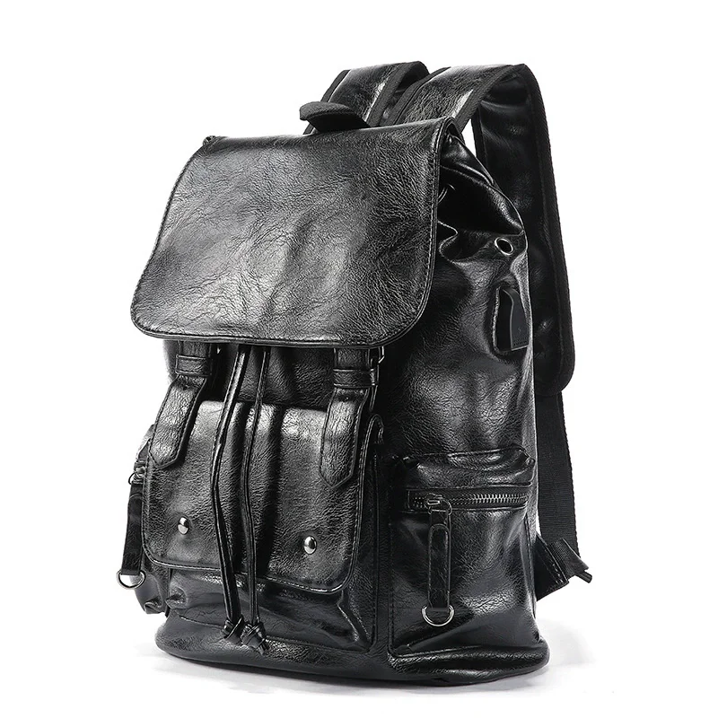 

Men's Large Capacity Casual Backpack Male Travel Laptop Backpack, Fashion Trend Leather Student Commuting Backpack