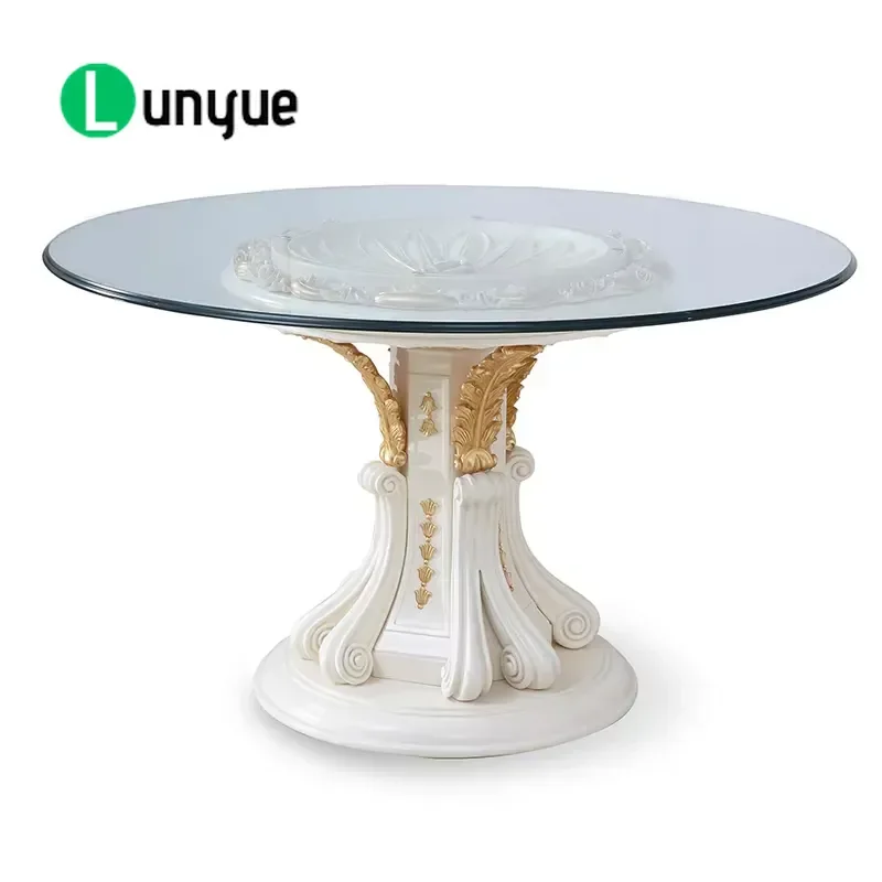 Classic Glass Top Console Table Ornate Carving Functional Design Entryway Hallway Furniture Elegant