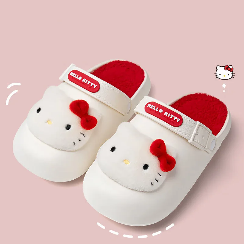 

New Sanrio Co-branded Cotton Slippers Kuromi Mymelody Cinnamoroll Female Winter Home with Lovely Casual Warm Cotton Slippers