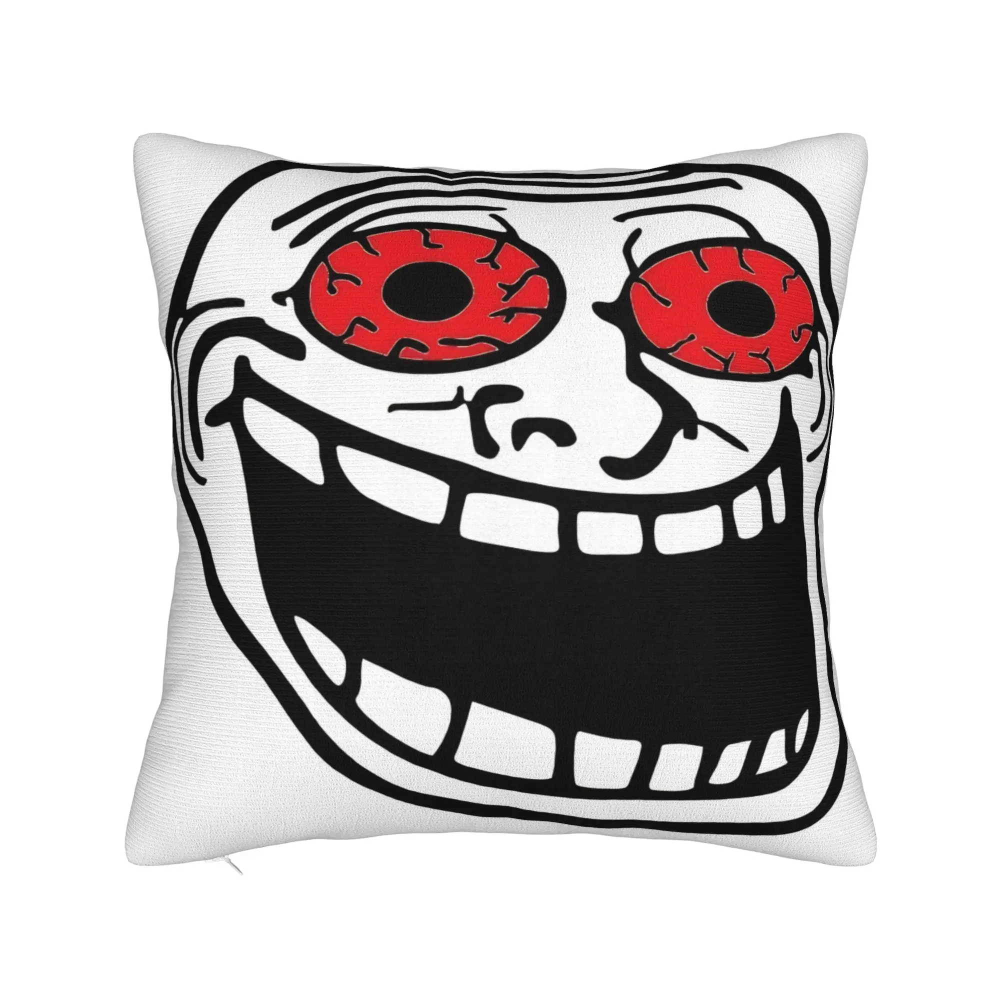 Funny Trollface  Printing Pillowcases Cushion Cover  Pillow Covers Y2K Bed Decoration Zippered Multiple Sizes