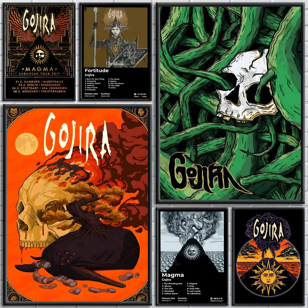 Hot Rock G_Gojira Band Poster Perfect Sticker Self Adhesive Art Designed for Home Dining Office Spaces