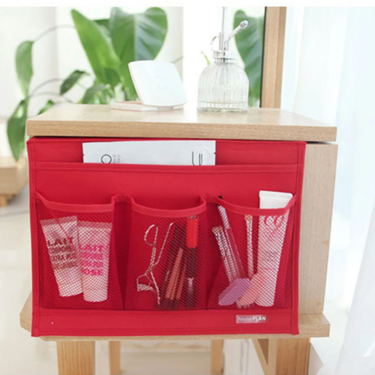 

Pockets Bedside Storage Organizer, 4-Pocket Bedside Chair Desk Cabinet Sofa Slipcovers Hanging Desk Storage Bag for Remote Ma