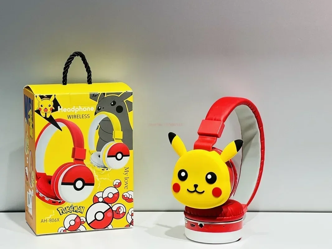 NIEUWE Anime Pokemon Pikachu Bluetooth Hoofdtelefoon Draadloze Headsets Cartoon Stereo Headset Oortelefoon Met Microfoon Hottie Mode Geschenken