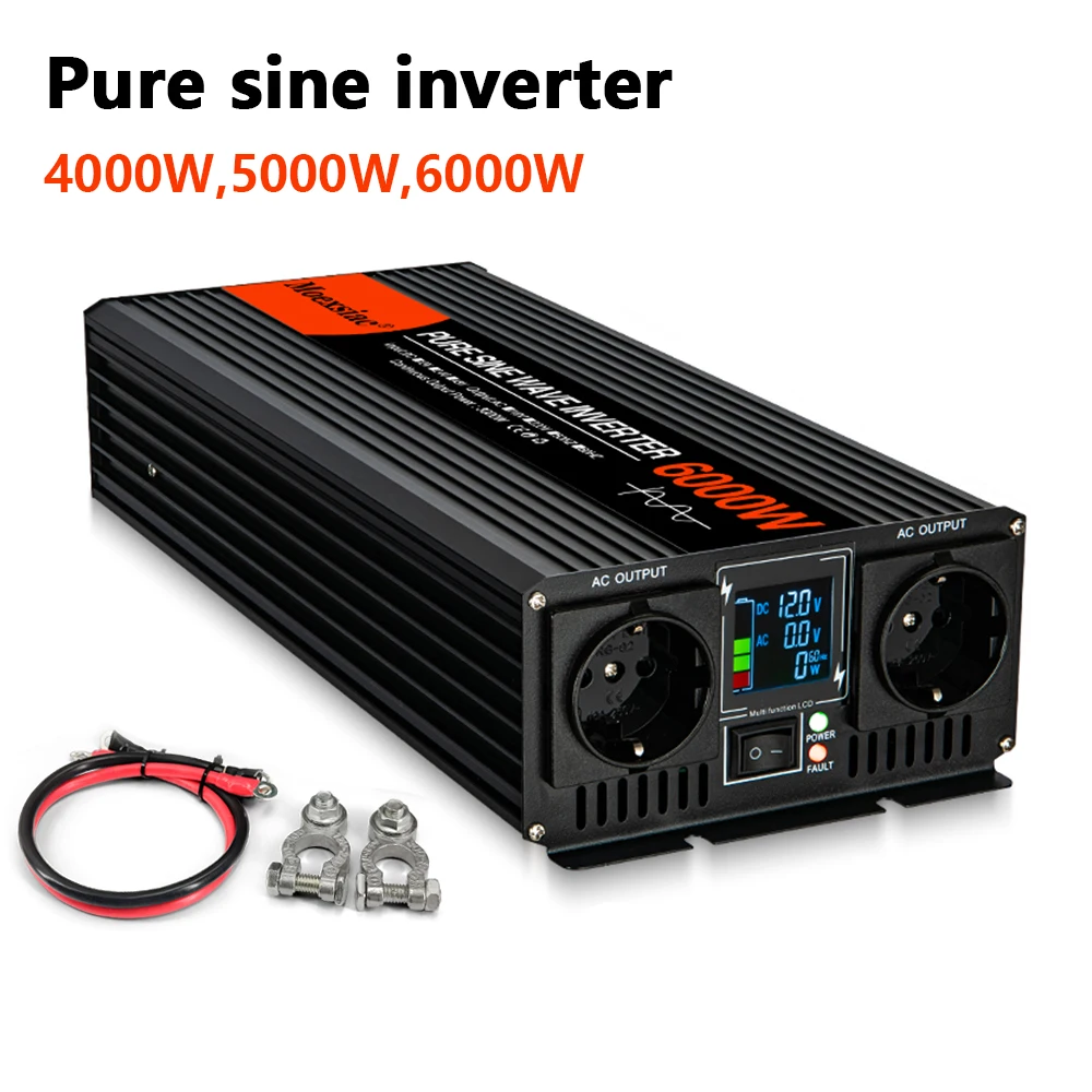 

Pure Sine Wave Inverter DC to AC 12v-48v to 220v 4000w 5000W 6000w 50HZ High Power Inverter LCD Display Car Solar Inverter