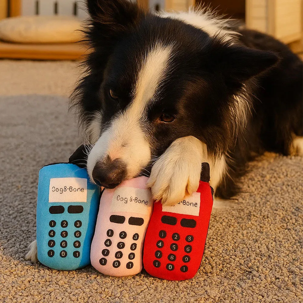 Telefonförmiges quietschendes Haustierspielzeug – interaktives Trainings-Kauspielzeug für Hunde und Katzen, langlebiges, reißfestes Neckspielzeug,