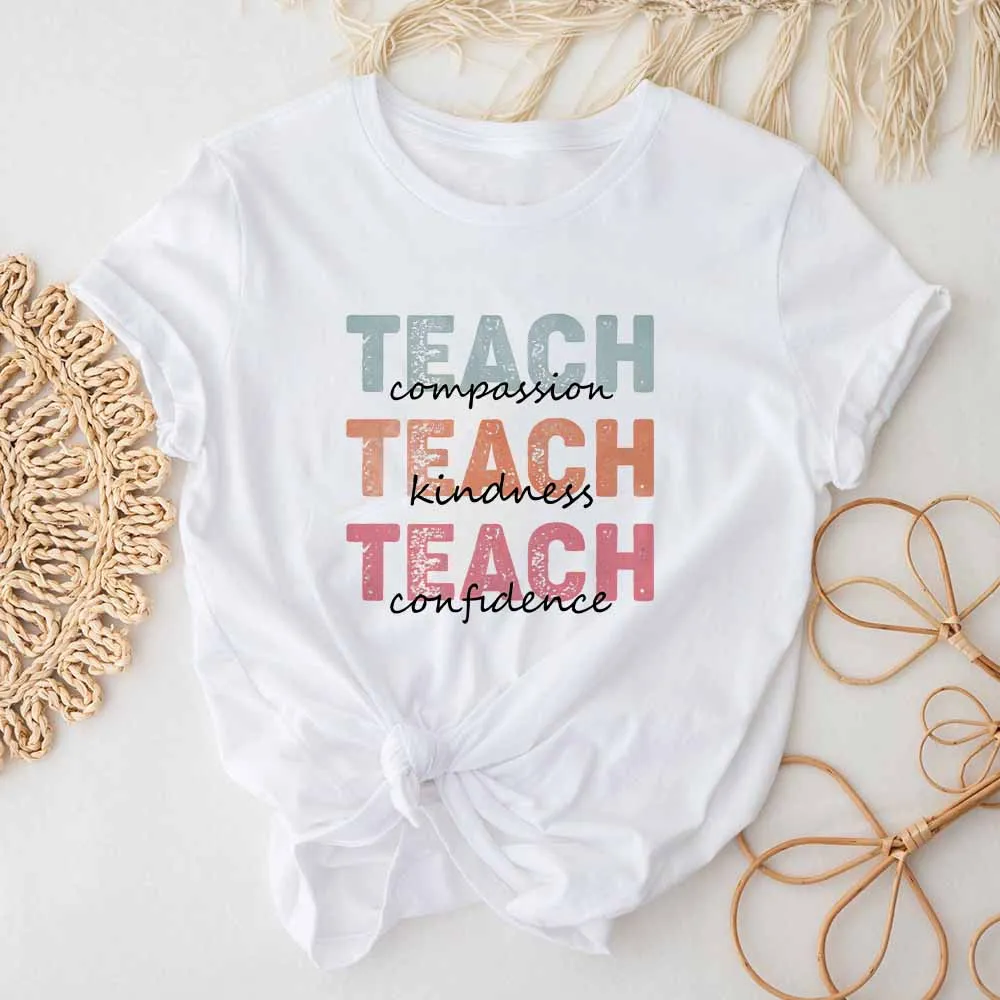 Teacher Shirts for Women Funny Teach Graphic Tees Tops Inspirational Sayings Short Sleeve Tshirt Teacher Inspirational Tee Top