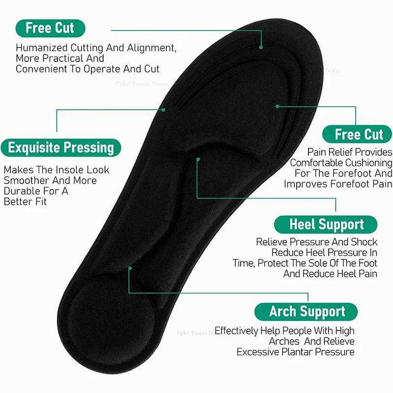 5D Memory Foam Massage Insoles Sport Running Breathable Soft Sole Insoles Orthopedic Arch Shoes Pad for Feet Care Cushion Insert