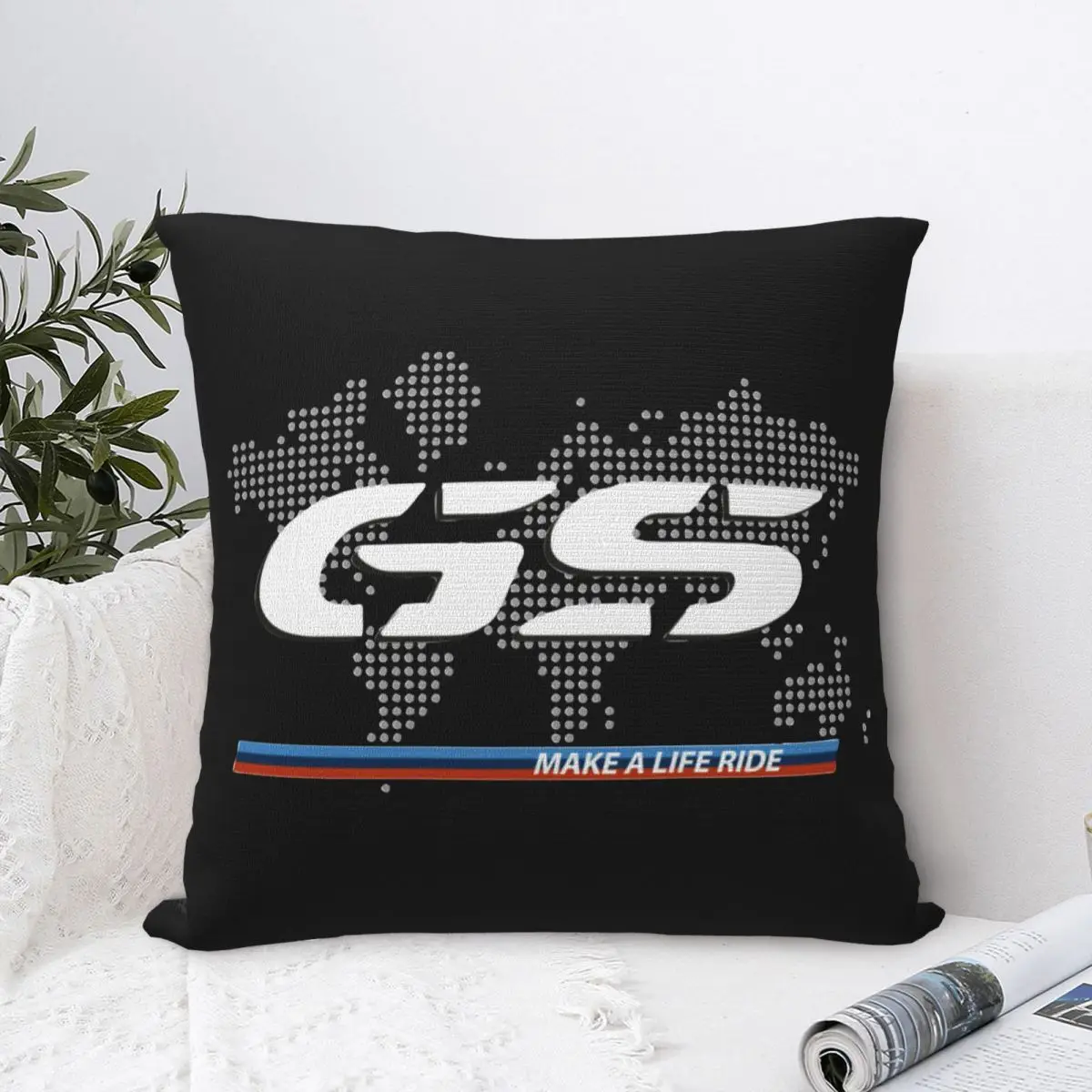 GS World Map Pillowcase Polyester Cushion Cover Decoration Motocross Race Pillow Case Cover Home Dropshipping 45X45cm