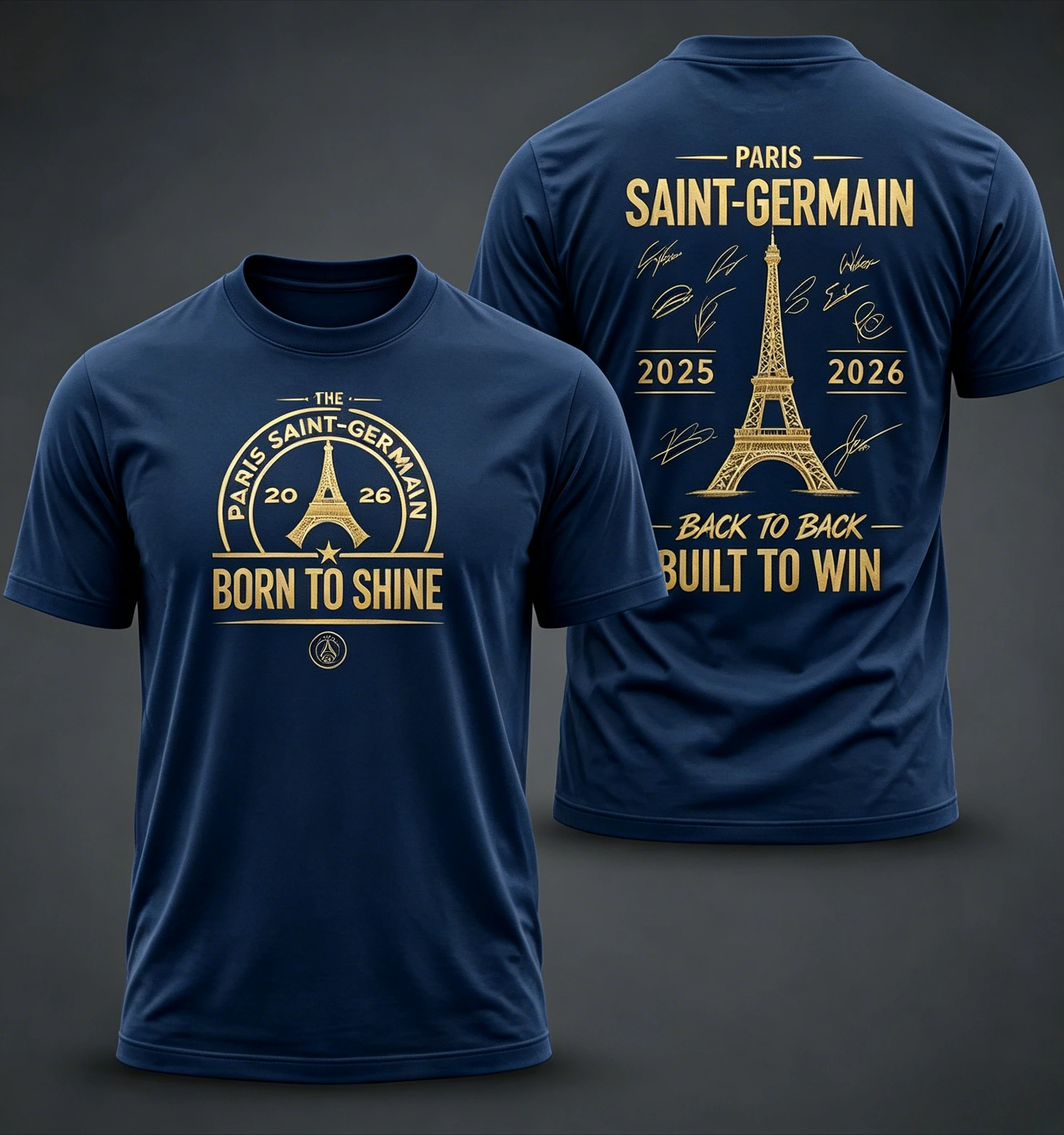 Camiseta de Futebol PSG 2025-2026 Nova Coleção Verão 2026 - Campeões Consecutivos 2025-2026 - Camiseta Oversized de Algodão Respirável para Homens e Mulheres