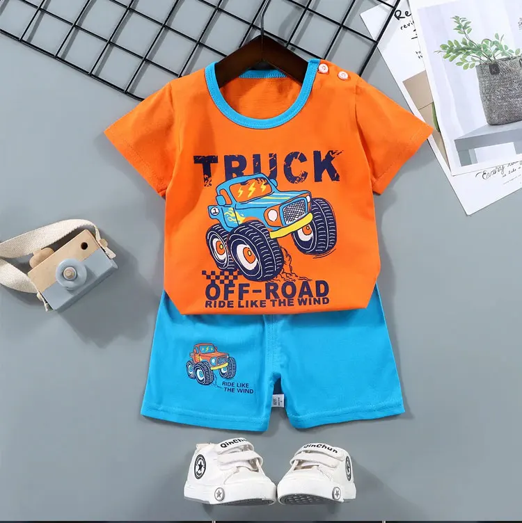 Modische Kinderkleidung Jungen Mädchen Sets Top Shorts 2-teilig 100% Baumwolle Weich Sommer Kinder Baby Kleidung T-Shirt Shorts Kleinkind Anzug – Detail 6