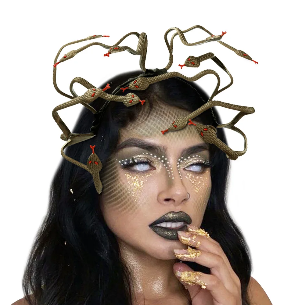 

Halloween Mardi Gras Party Props Set Headwear Medusa Snake Cosplay Headband for Stage and Costumes