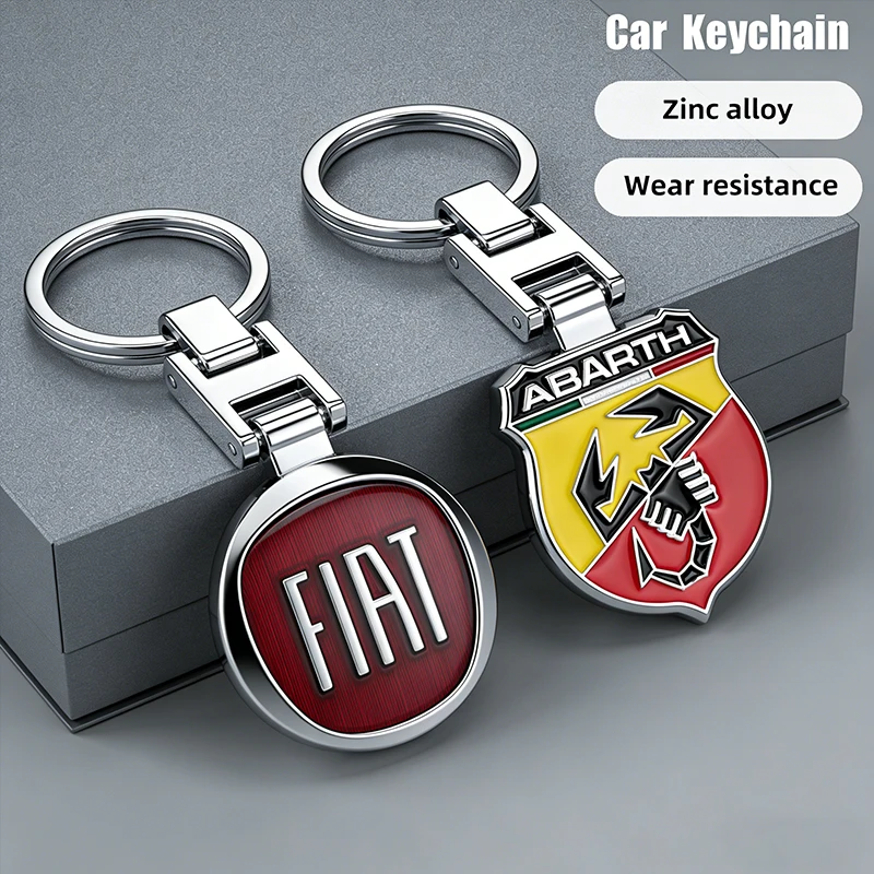 Porte-clés en métal avec emblème de voiture, 1 pièce, accessoires pour Abarth FIAT 500 Tipo FR Panda Argo Freemont Viaggio Bravo Punto Doblo