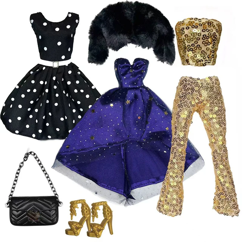 1/6 Doll Clothes Multi-Style Multi-Style Dress Up Set Dresses Pants Jackets Hat Shoes Bag Earring Accessories For 30cm Babi Doll