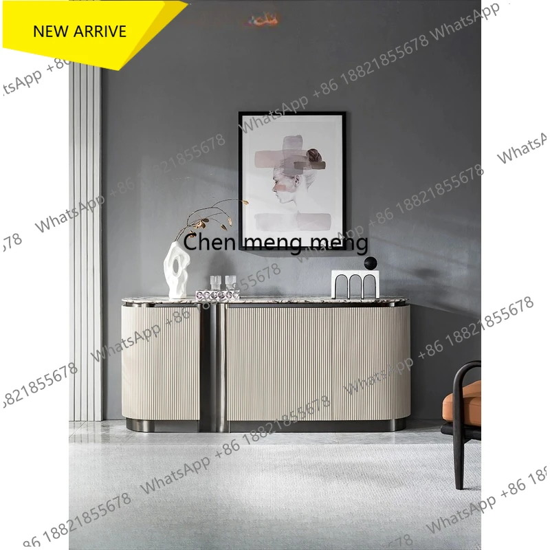 

D178 Italian light luxury natural marble noodle dining side cabinet, modern minimalist villa high-end solid wood locker