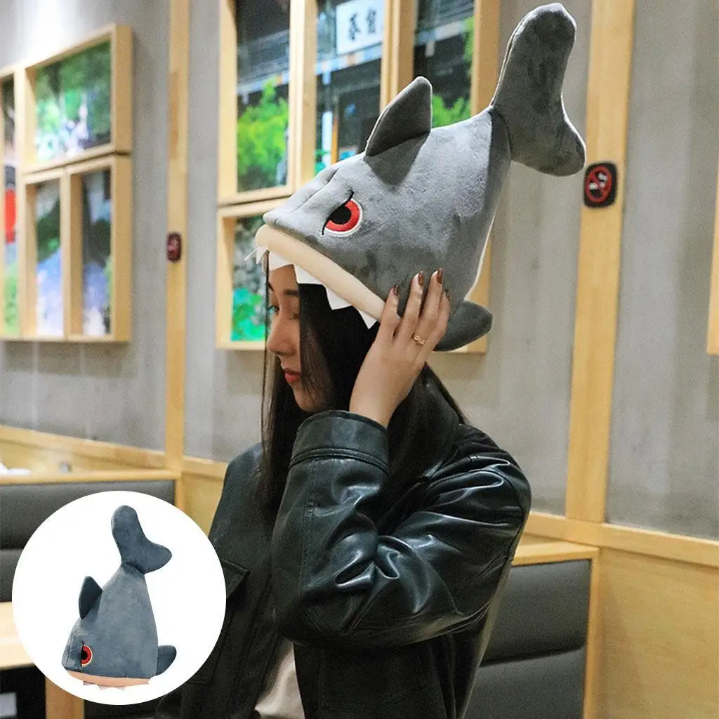 Funny Animal Party Shark Hat Costume Accessory Winter for Adults Photo Props Dacing Shark