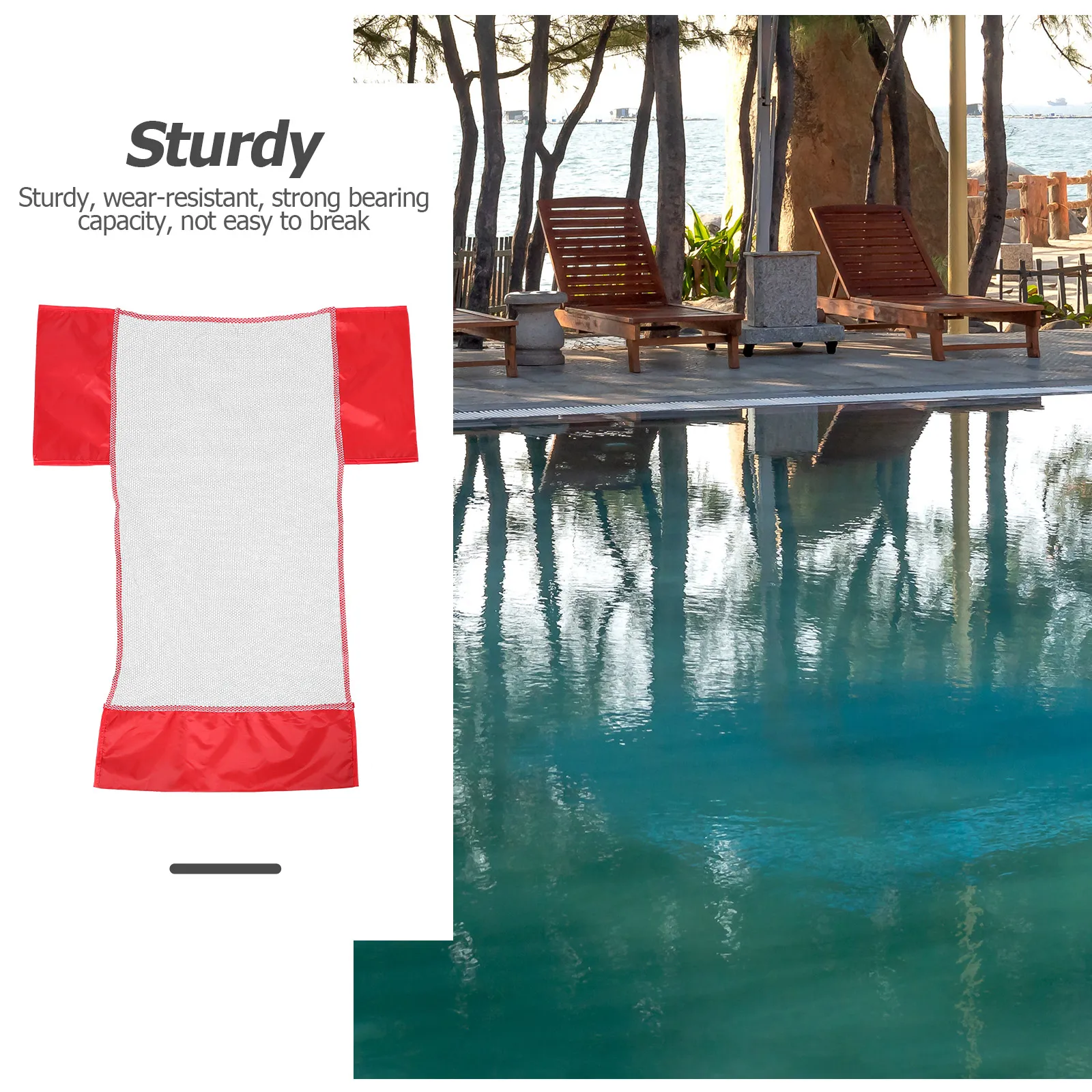 

2pcs Floating Chair Net Pool Accessories Swim Float Mesh Red Sturdy Strong Capacity Summer Beach Lake Vacations Drifting