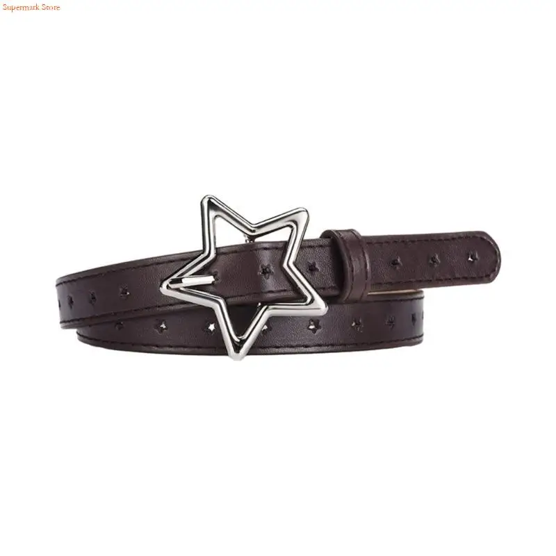 Q5WE Alloy Star Buckle Waist Belt Eye Catching Waist Belt for Women Jean Skirt Coat