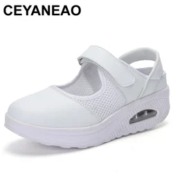 CEYANEAOSummer Moda Scarpe da infermiera Donna Cuscino d'aria Scarpe da ginnastica bianche Scarpe con plateau da donna 2018 Nuove scarpe Lolita Swing E1038