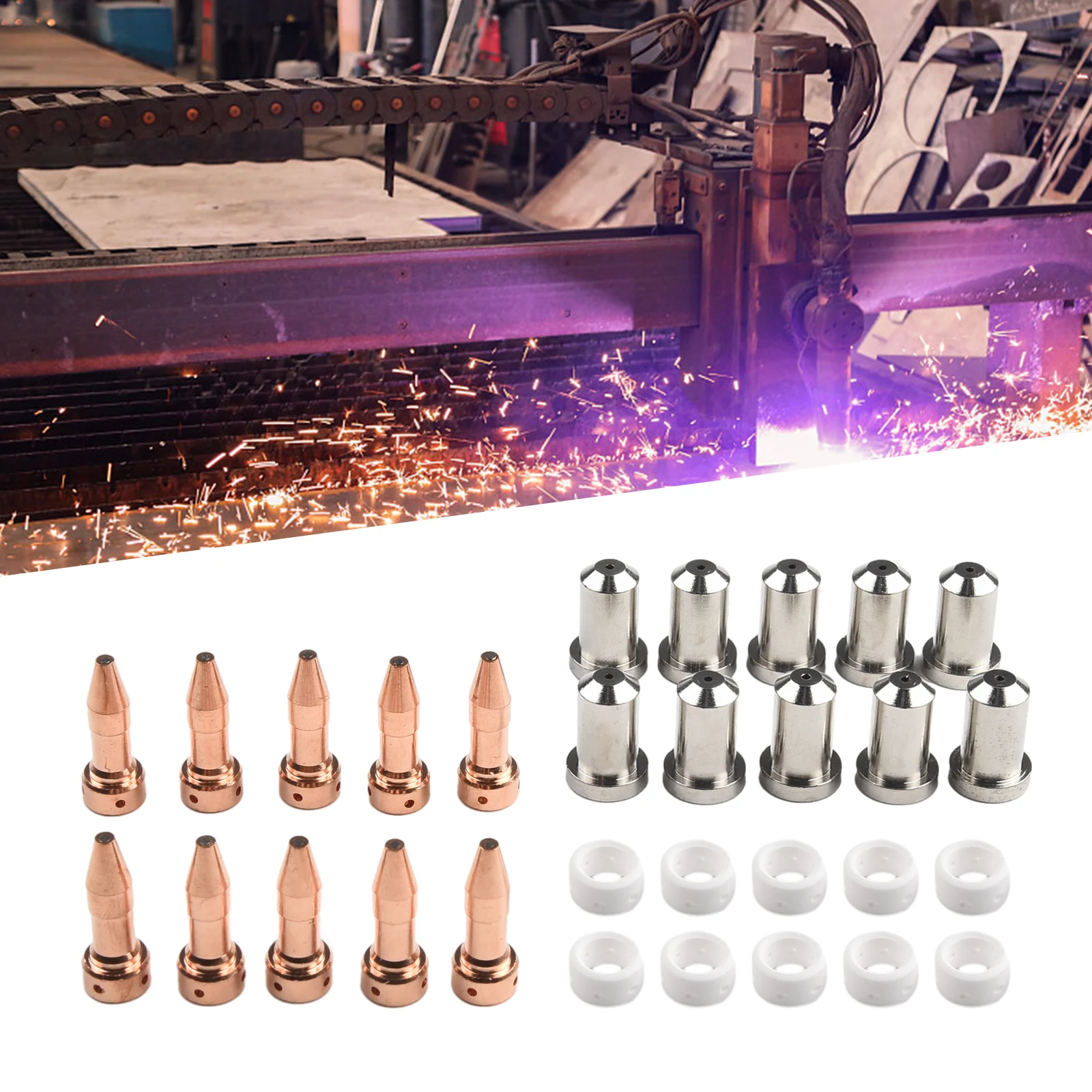 

Replacement Consumable Electrode Tips and Nozzles for PT2327 Plasma Cutter 33366XL 33367 33418 for PT 23/27 Torch Systems