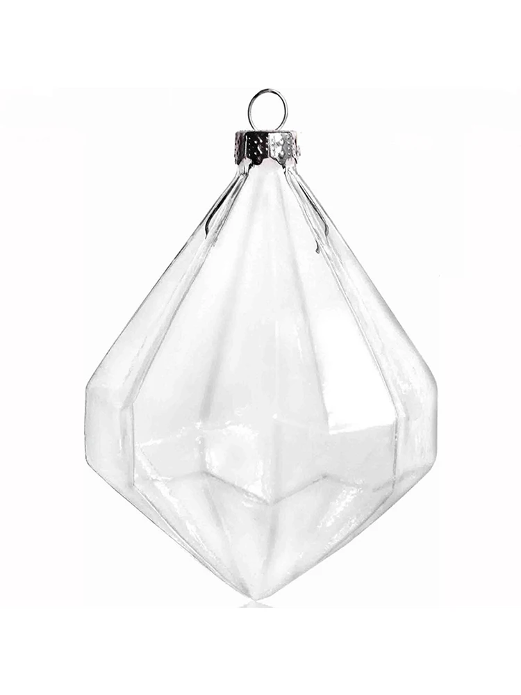 5 Pieces x DIY Paintable Home Wedding Christmas Ornament Ball 100x70mm Glass Diamond