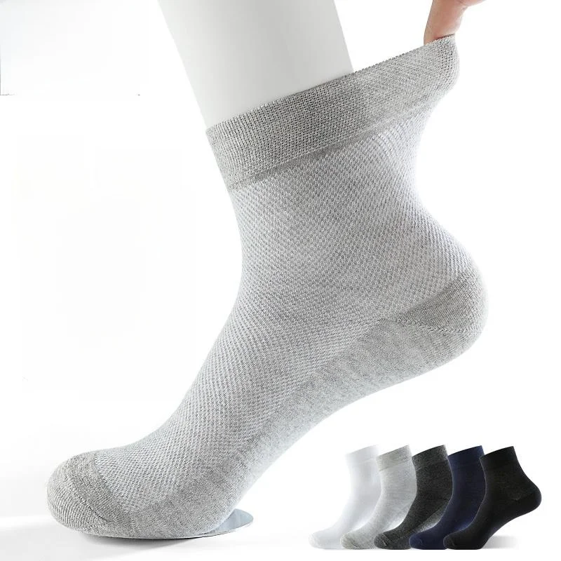 

Men's Mid-Calf Breathable Mesh Socks Pure Color Cotton Absorb Sweat Anti-Odor Summer Business Long Socks Comfortable All Day ...