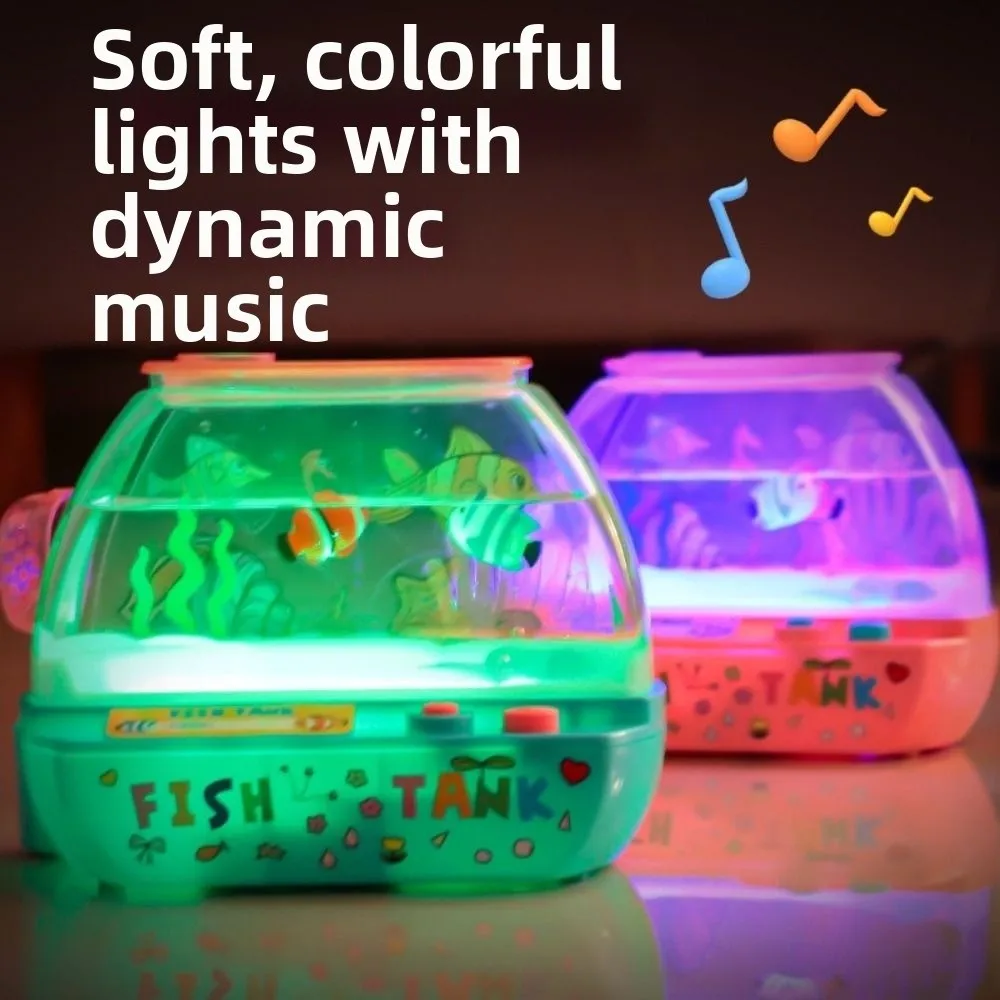 Creative Artificial Aquarium Toy Cartoon with Music and Light Mini Simulation Fish Tank Lovely Electric Fish Tank Decoration