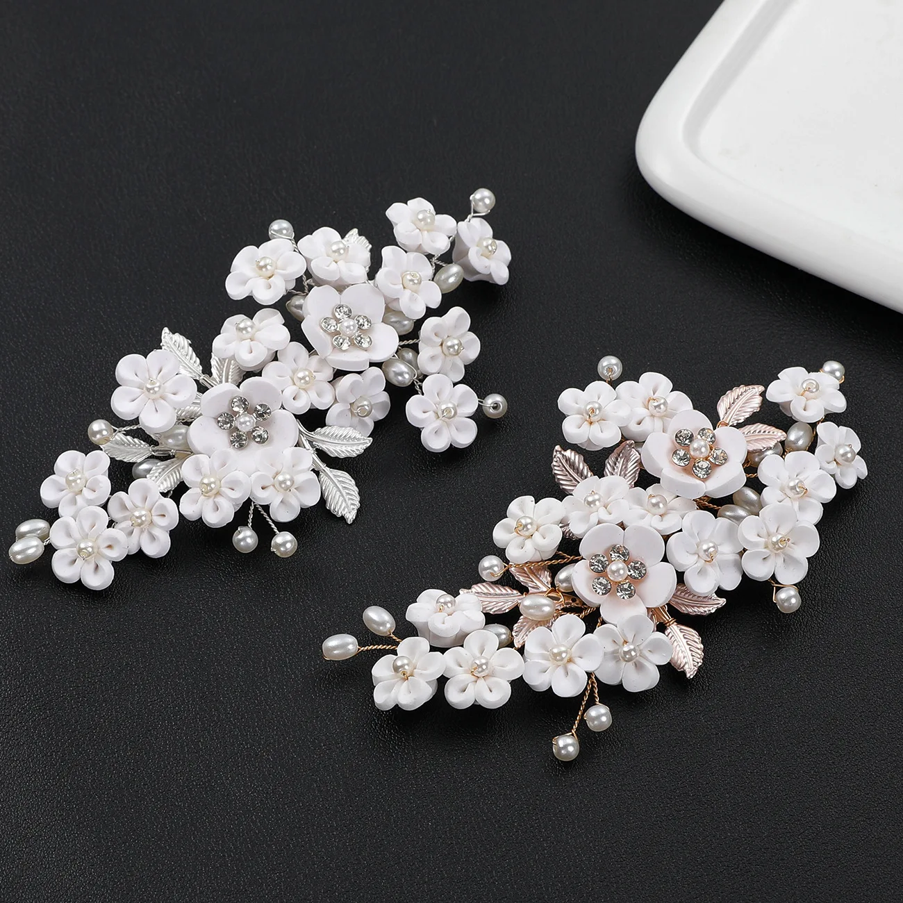 Flower Bridal Hair Clips Wedding Hair Jewelry Accessories Pearl  Side Hair Combs Hairpin For Bridal Tiara Wedding Headpieces
