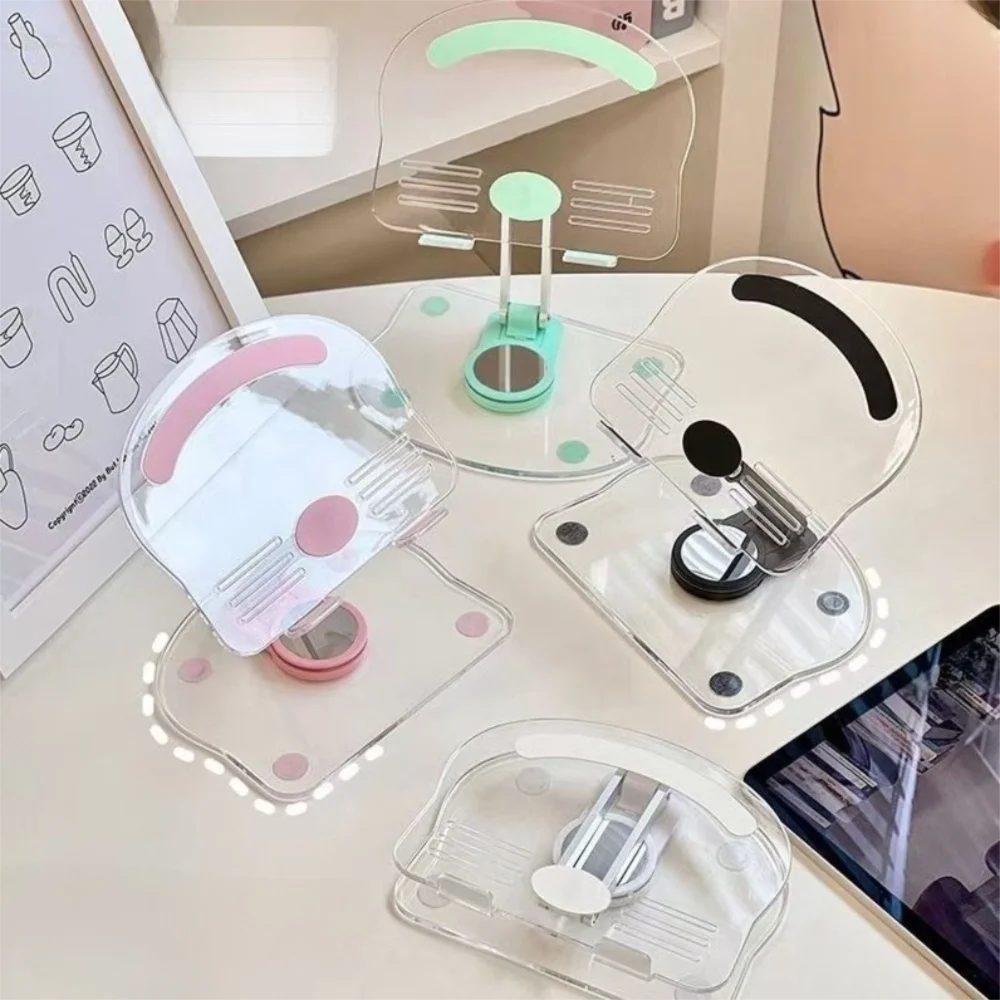 Transparent Acrylic Tablet Desktop Stand 360° Rotation Adjustable Phone Bracket Anti-slip Foldable Tablet Holder