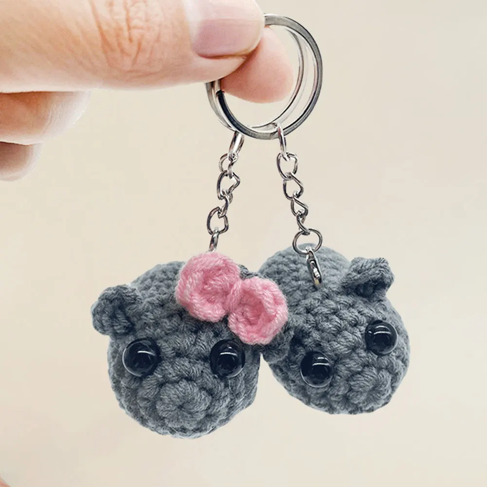 Sad Hamster Keychain Cute Sad Hamster Plush Toy Kawaii Pendant Keychain Crochet Plush Sad Hamster Meme Gift for Women Men