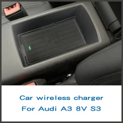 15W Car wireless charger For Audi A3 8V S3 2013-2020 charging pad phone holder mobile fast charge armrest Accessories interior