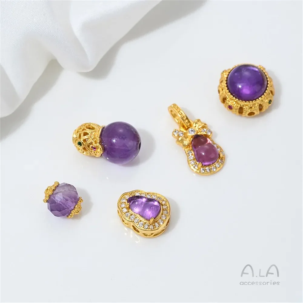 Z436 الذهب الرملي مطعمة كريستال أبيض طبيعي، جمشت، دلو مطرز، القرع، قلادة قطرة الماء، مجوهرات وإكسسوارات #4