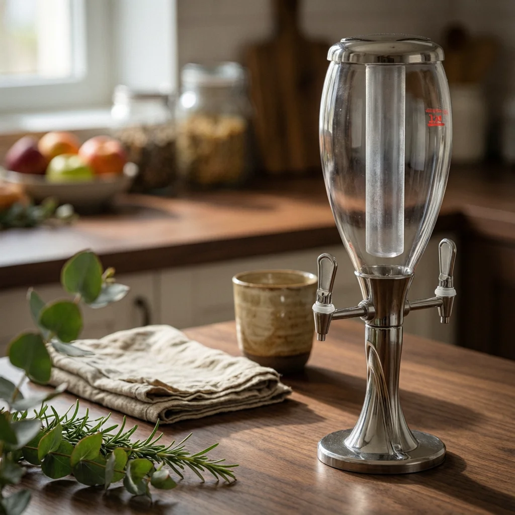 twoTap Beverage Dispenser Countertop Beverage Dispenser with Ice Column Drink Dispenser with Tap Stable Sturdy for Hosts