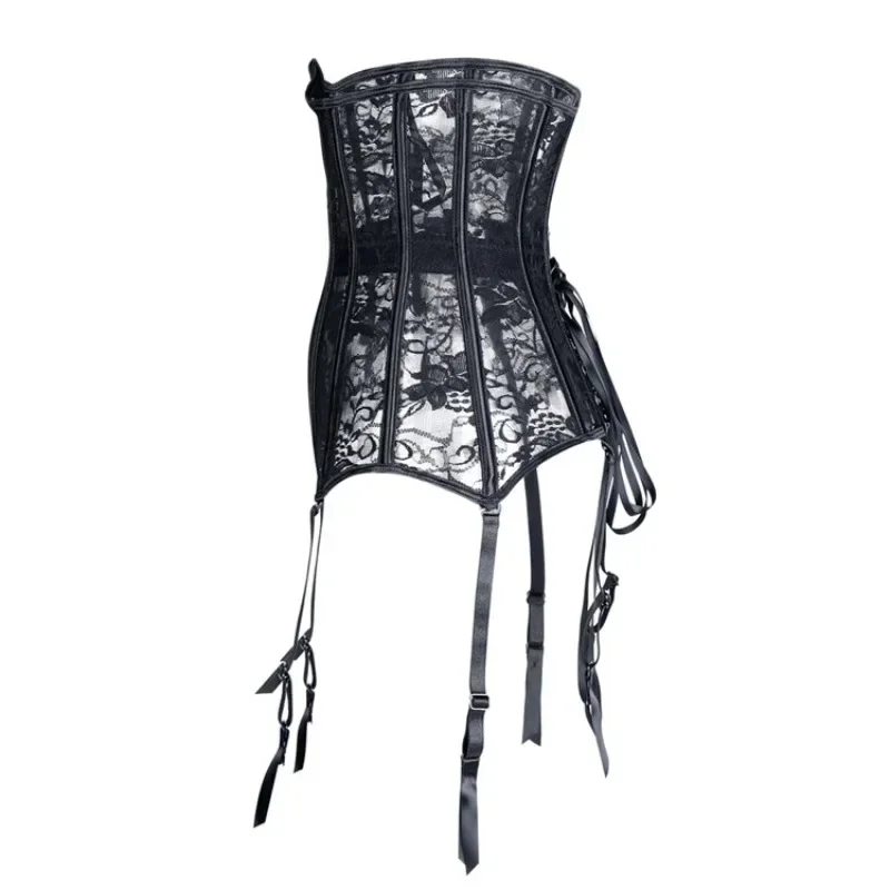 Sexy Gothic Underbust Corsets Women Steampunk Floral Lace Corset & Bustier Lingerie Plus Size Corselet Black