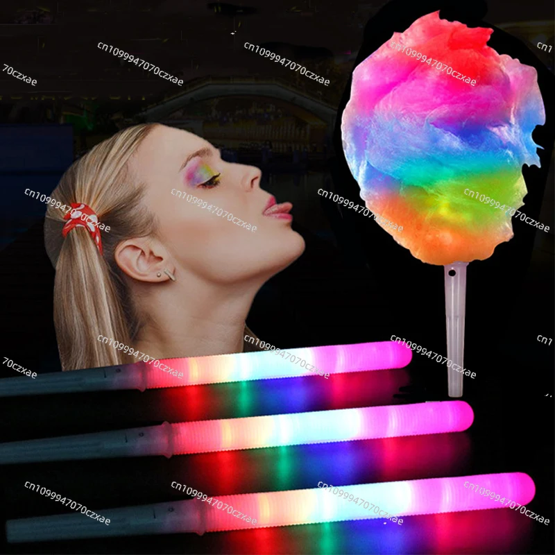 10pcs Fashion Led Cotton Candy Stick Food Grade Marshmallow Christmas Luminous Children's Glow Stick Mini Cotton Candy Machine