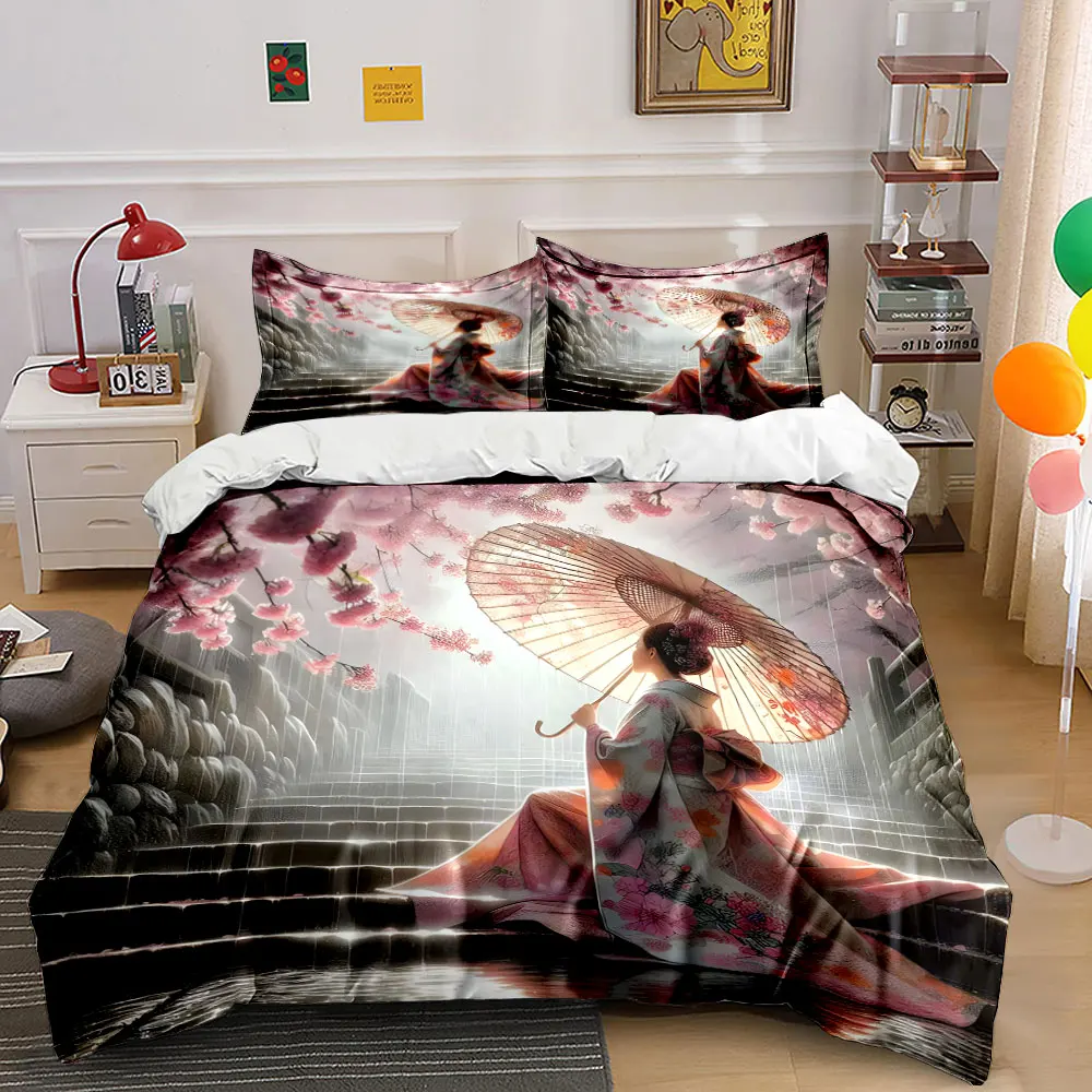 

"Japanese Kimono Set for Festivals" Multiple sizes kid's and adults' bedroom Exquisite 3PC bedding set, gift