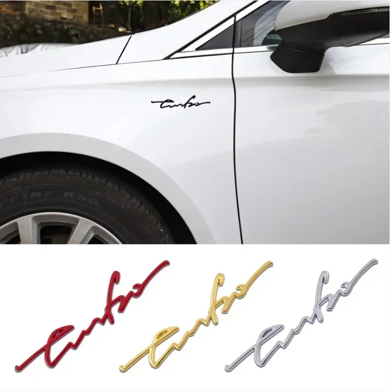 1Pcs Car Styling 3D Adhesive Zinc Alloy Body Side Sticker Turbo Logo Auto Rear Trunk Emblem Badge Decal Accessories