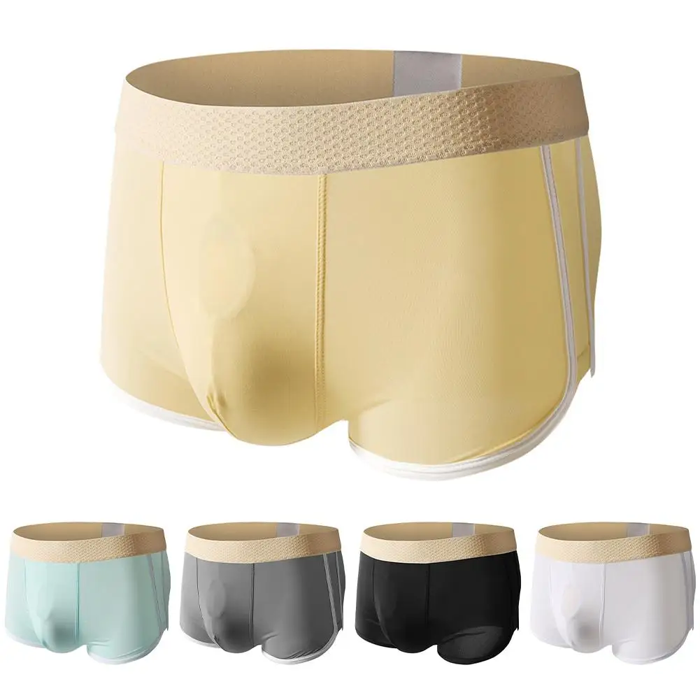 

Ice Silk Underwear Breathable Pouch Underpants Active Lifestyle Classic Style Boxers Color Matching Underpants