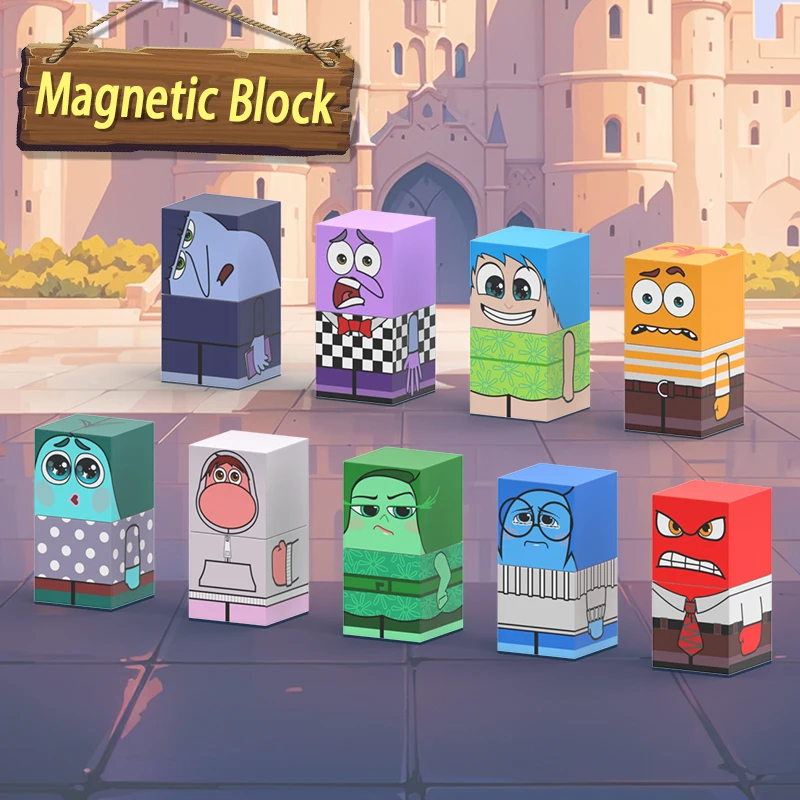 インサイドアウトフィギュア磁気ブロックアニメーションマグネットフィギュア STEM 感覚おもちゃ幼児クリスマス誕生日ギフト