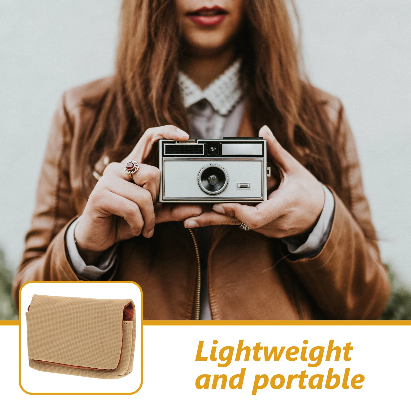 

Small Camera Bag Digital Case Lightweight Portable Pouch Compact Storage Travel Hiking Shopping Cardigan Color