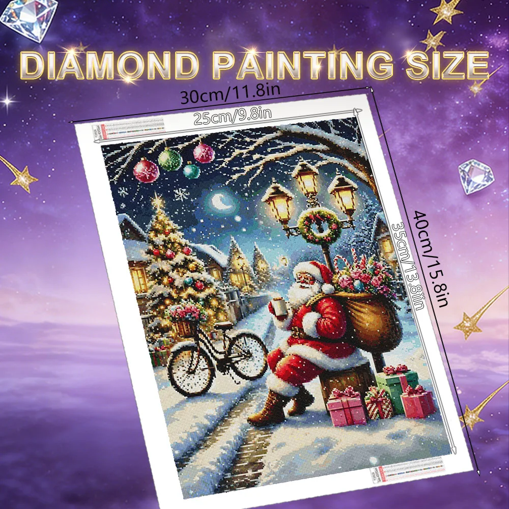 HUACAN Diamonds Painting Santa Claus Cartoon Mosaic Tree Christmas Winter Snow Landscape Handicrafts 5d Diy Full Kits