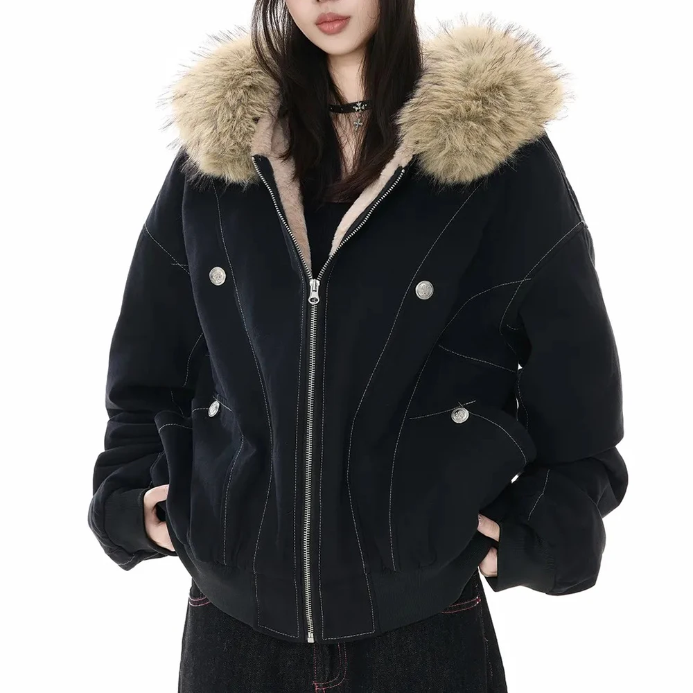 

Winter New Men's Patchwork Long-Sleeve Cotton Jacket American Retro Fashion Trendy High Street Loose Casual Niche Men's Top