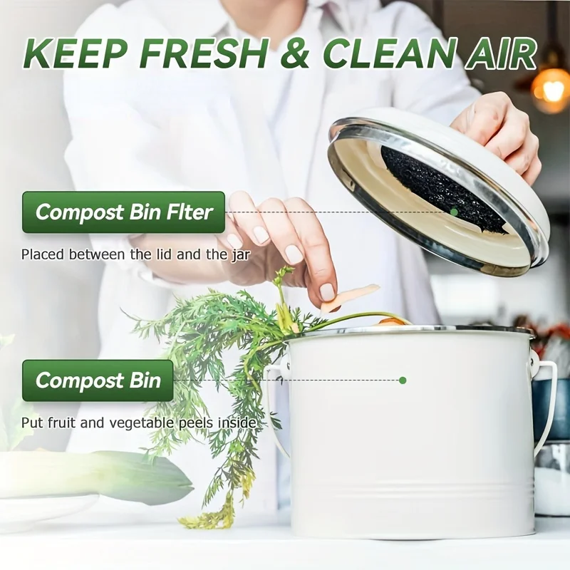 1pc Charcoal Air Purifier Filters for Kitchen Compost Bin,Used for adsorbing odors in trash cansNo Electricity Required.