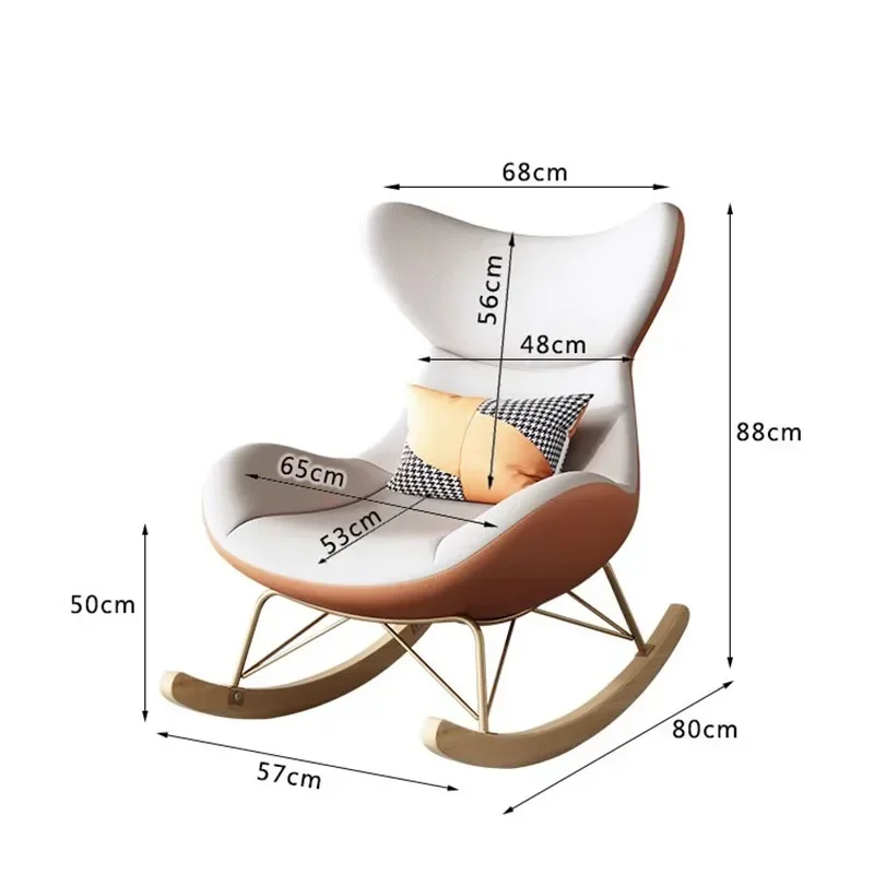 背もたれ付きレザーロッキングチェア,リクライニングチェア,北欧スタイル,豪華なデザイン,家具,寝室,リビングルーム