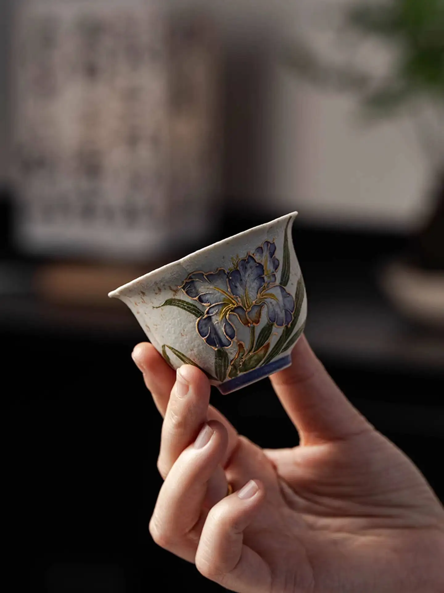 Creative Dusk Cloud Master Hand-Painted Dark Purple Iridescent Cup For Home Use, Women's Cup, Personal Tea Set