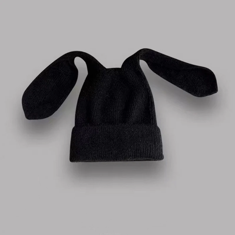 Gorros de conejito para mujer, gorro cálido de oreja larga, gorro de punto de ganchillo, gorros de Orejas de conejo para mujer, gorros cálidos de