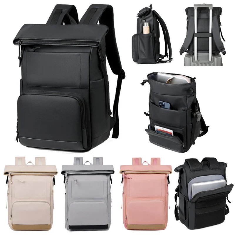 

Travel Laptop Rolled Top Backpack Lightweight Business Rucksack Outdoor Hiking Swimming Bag Anti-Theft Fashion Commuter Shoolbag