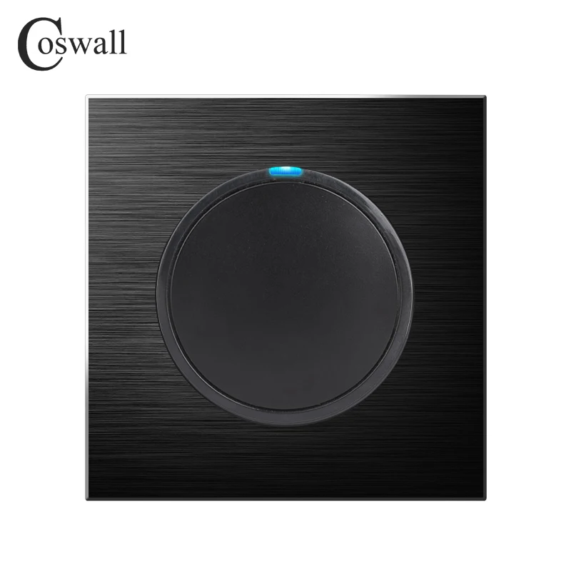 Coswall-ウォールライトのオン/オフスイッチ,1ギャング,1ウェイ,ledインジケーター付き,つや消しアルミニウムパネル,ブラック/シルバーグレー