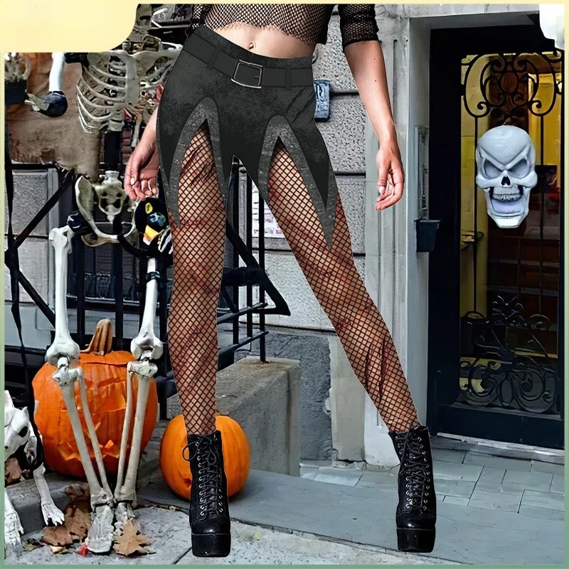 

Halloween Sexy Leggings Woman Tights Pumpkin Head Stripes 3D Digital Print High Waist Elasticity Women Pants Party Fashion Pants