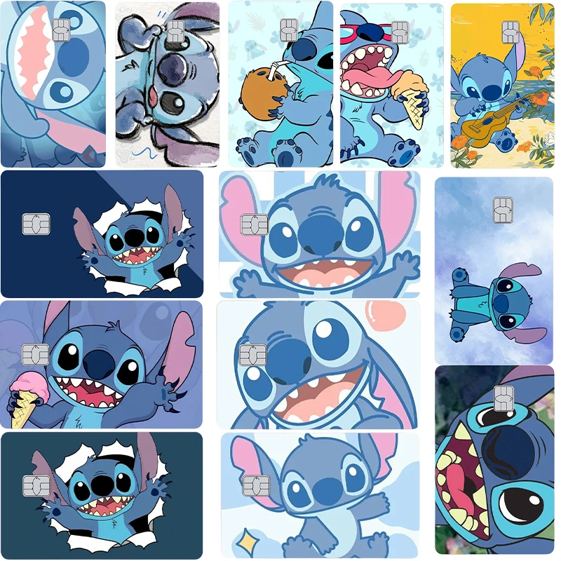 Y2k موضة غرزة بطاقة الائتمان الجلد ملصق أنيمي الكرتون VISA البنك بطاقة حافلة مترو بطاقة مقاوم للماء صغيرة كبيرة لا رقاقة غطاء لاصق #1