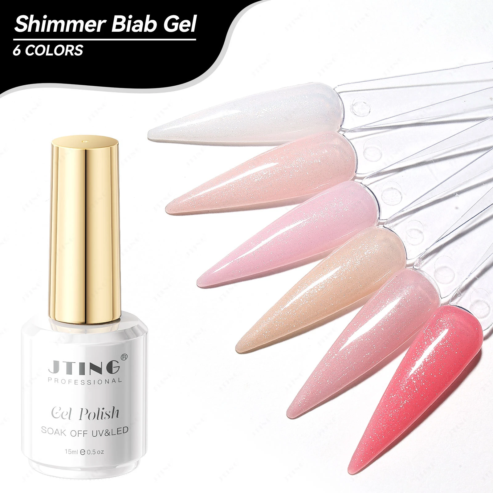 

JTING 1PC 15ML 6colors Shimmer Biab Gel Builder in a Bottle Professional Biab Nail Gel Builder